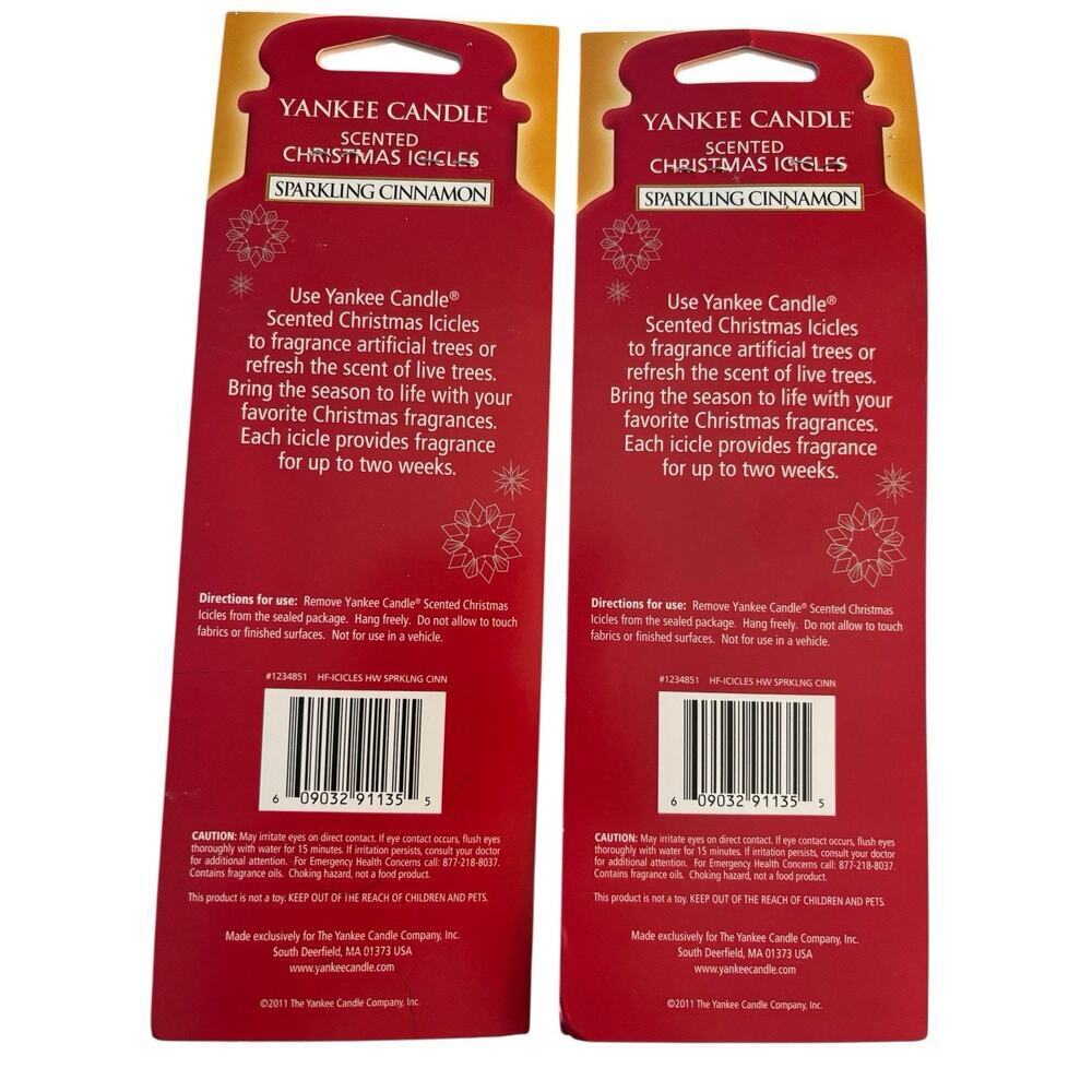 LOT 2 Yankee Candle Scented Christmas Icicles Sparkling Cinnamon Ornaments NEW - Picture 2 of 2